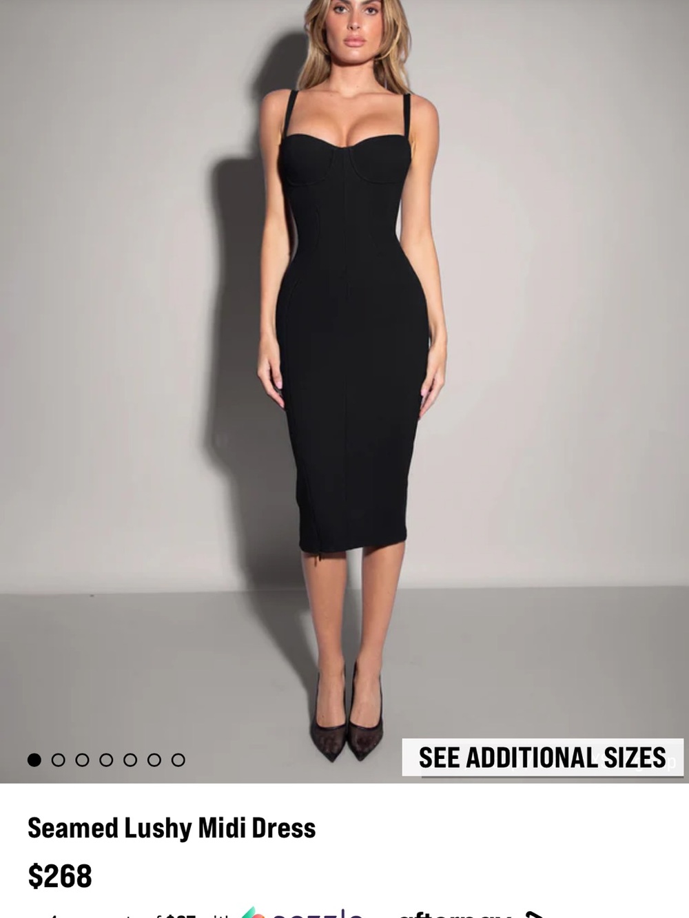 Seamed Bustier Black Midi Dress by